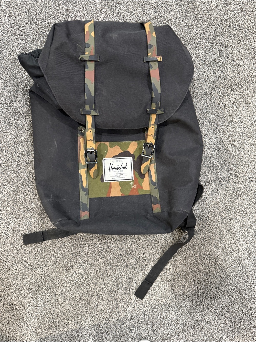 Herschel Supply Company Black Backpack with Camo Trim